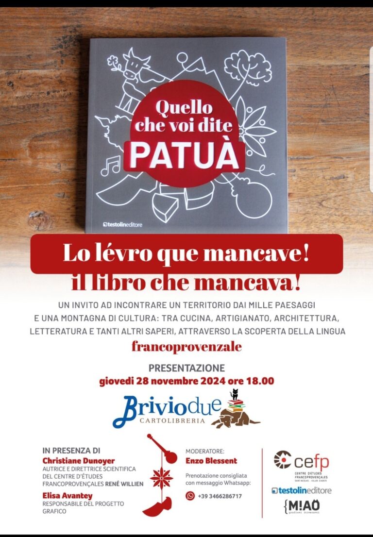 Presentazione del libro: Quello che voi dite patuà