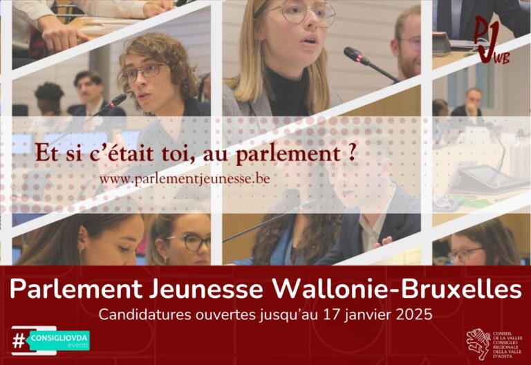 Parlement Jeunesse 2025 Wallonie-Bruxelles : avis de concours à l'intention des jeunes valdôtains