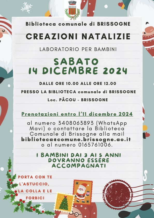 Laboratorio natalizio per bambini a Brissogne