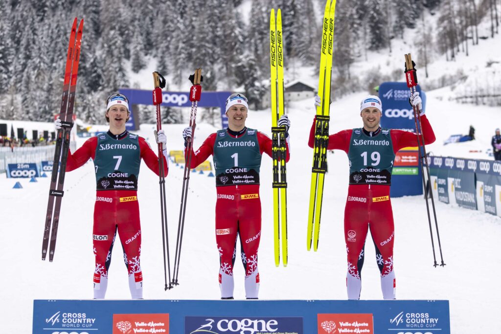Podio sprint maschile Coppa del Mondo di Cogne 2025