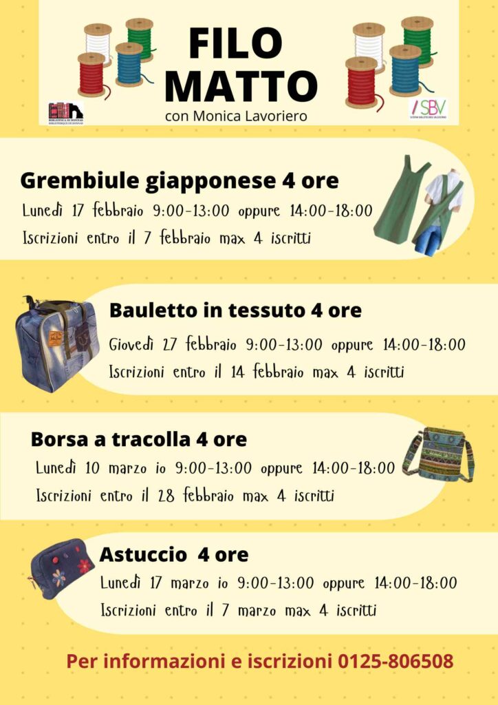 Locandina del laboratorio cucito creativo