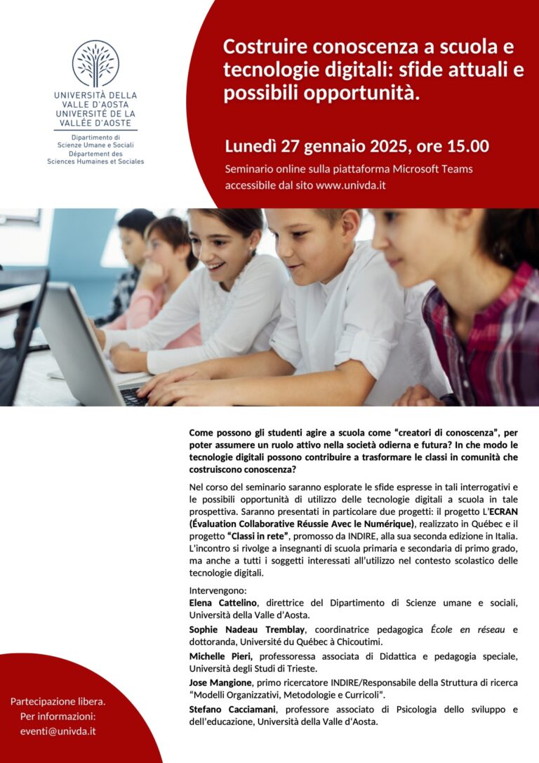 UniVdA: un seminario sull’utilizzo delle tecnologie digitali a scuola