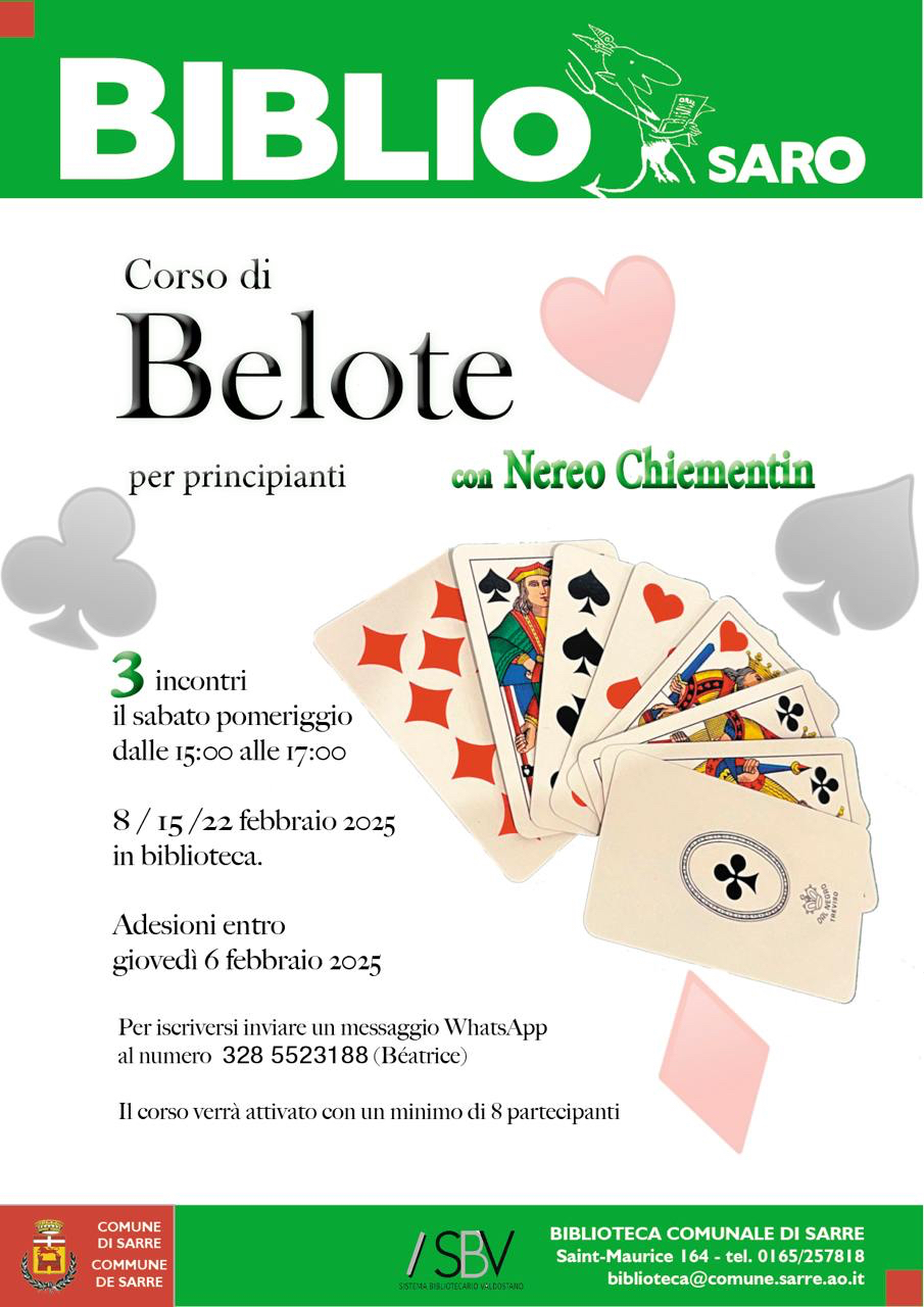 Corso di Belote alla Biblioteca comunale di Sarre