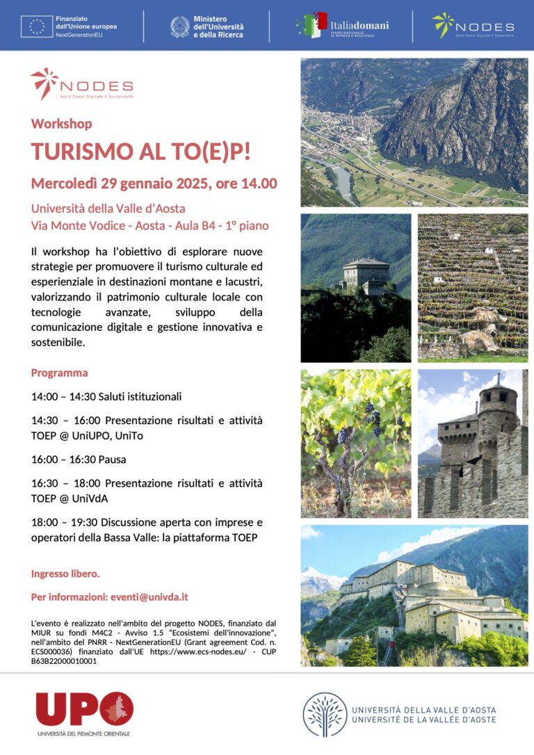 UniVdA: un workshop per la promozione del turismo culturale ed esperienziale