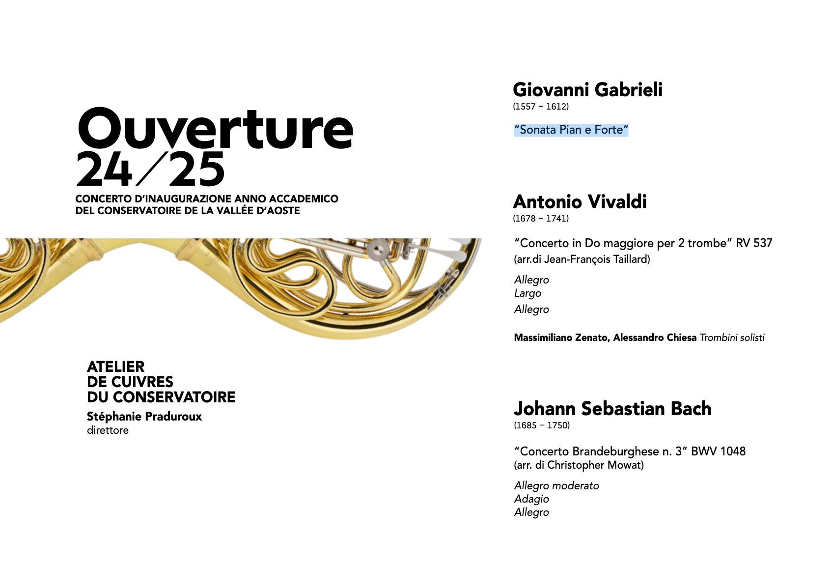 Concerto di inaugurazione dell’anno accademico del Conservatoire de la Vallée d’Aosta