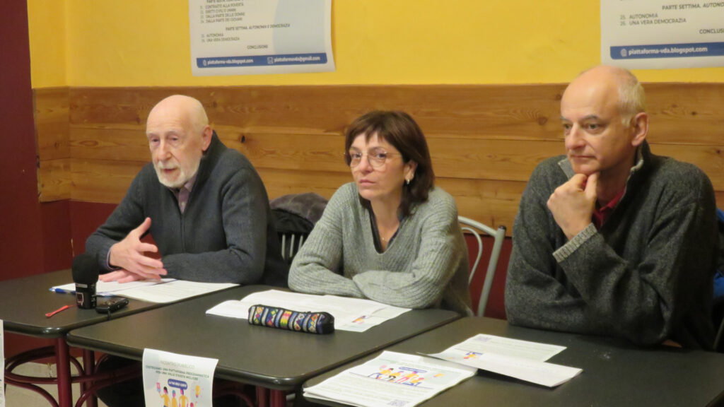 Paolo Gino, Maria Lancerotto e Gianpaolo Fedi presentano Piattaforma VdA