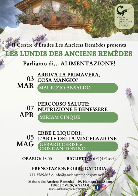 Locandina programmazione del Centre d'études Les Anciens Remèdes