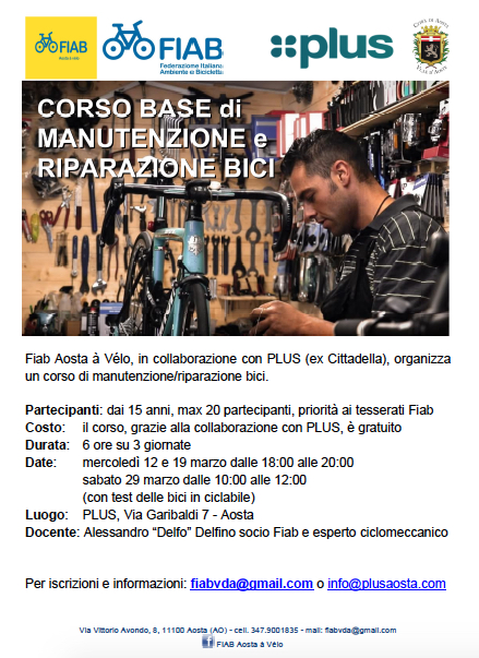 Fiab Aosta à Vélo: corso gratuito di manutenzione della bicicletta