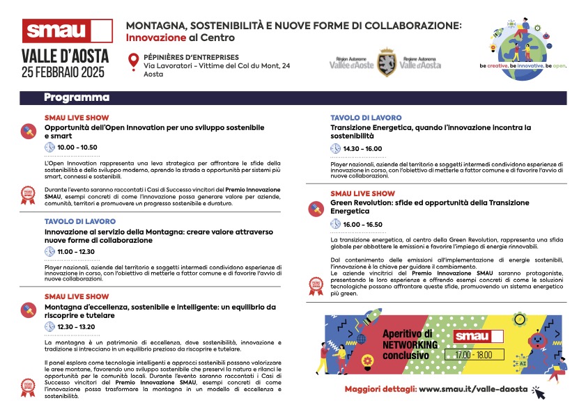 Programma SMAU 2025 Valle d'Aosta