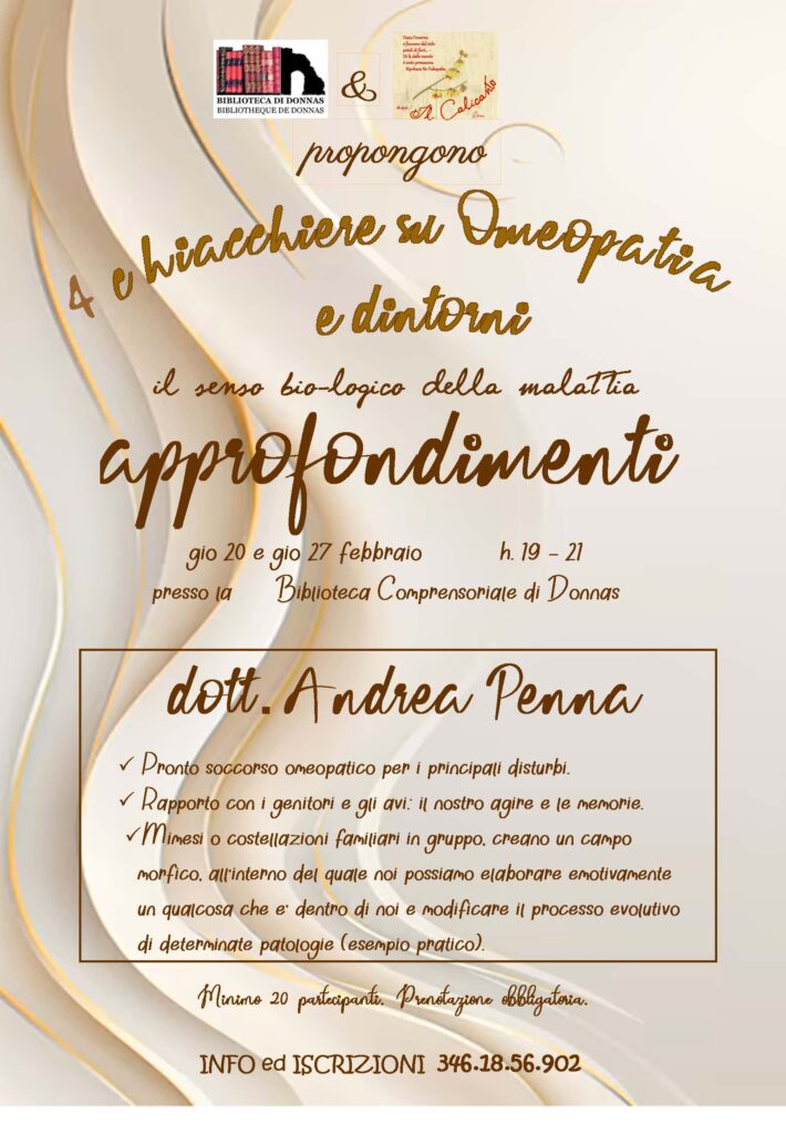 Locandina incontri su omeopatia e dintorni con Andrea Penna