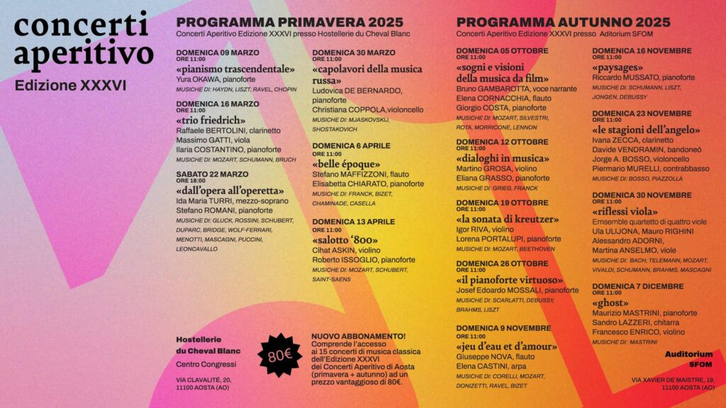 Programma primaverile concerti aperitivo 2025