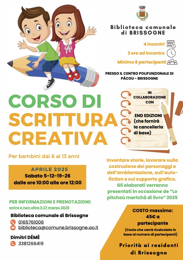 Locandina corso di scrittura creativa per bambini