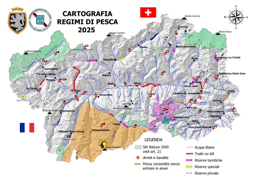 Cartografia Regime Di Pesca 2025 In Valle D'aosta