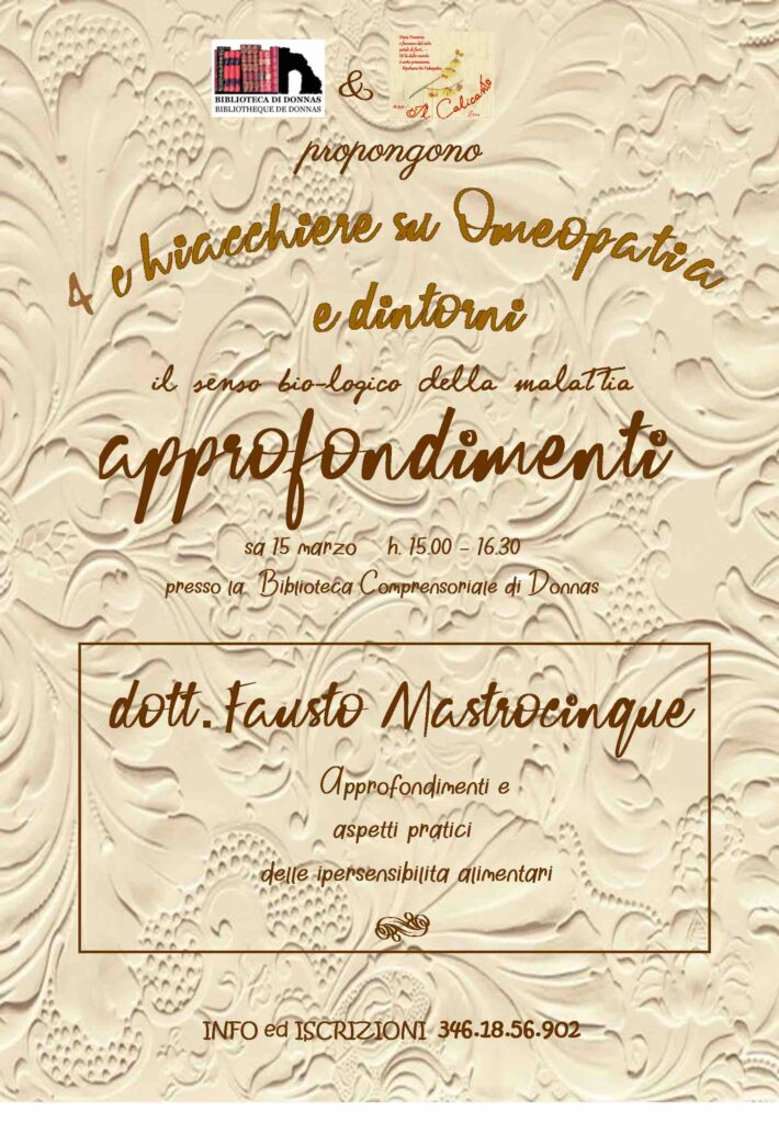 Locandina 4 chiacchiere su omeopatia e dintorni