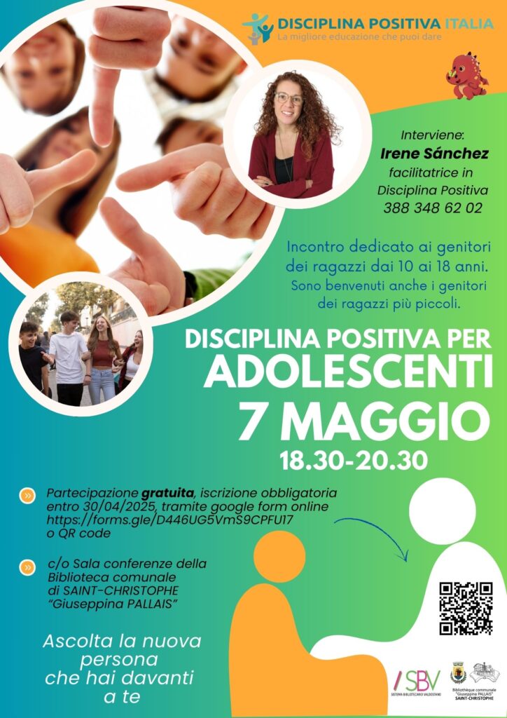Locandina dell'evento Disciplina Positiva Adolescenti Qrcode