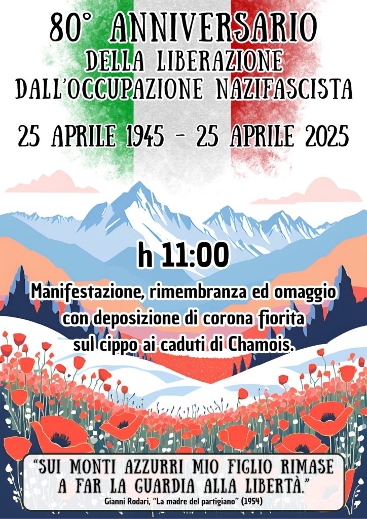 Locandina 80° Anniversario della liberazione a Chamois