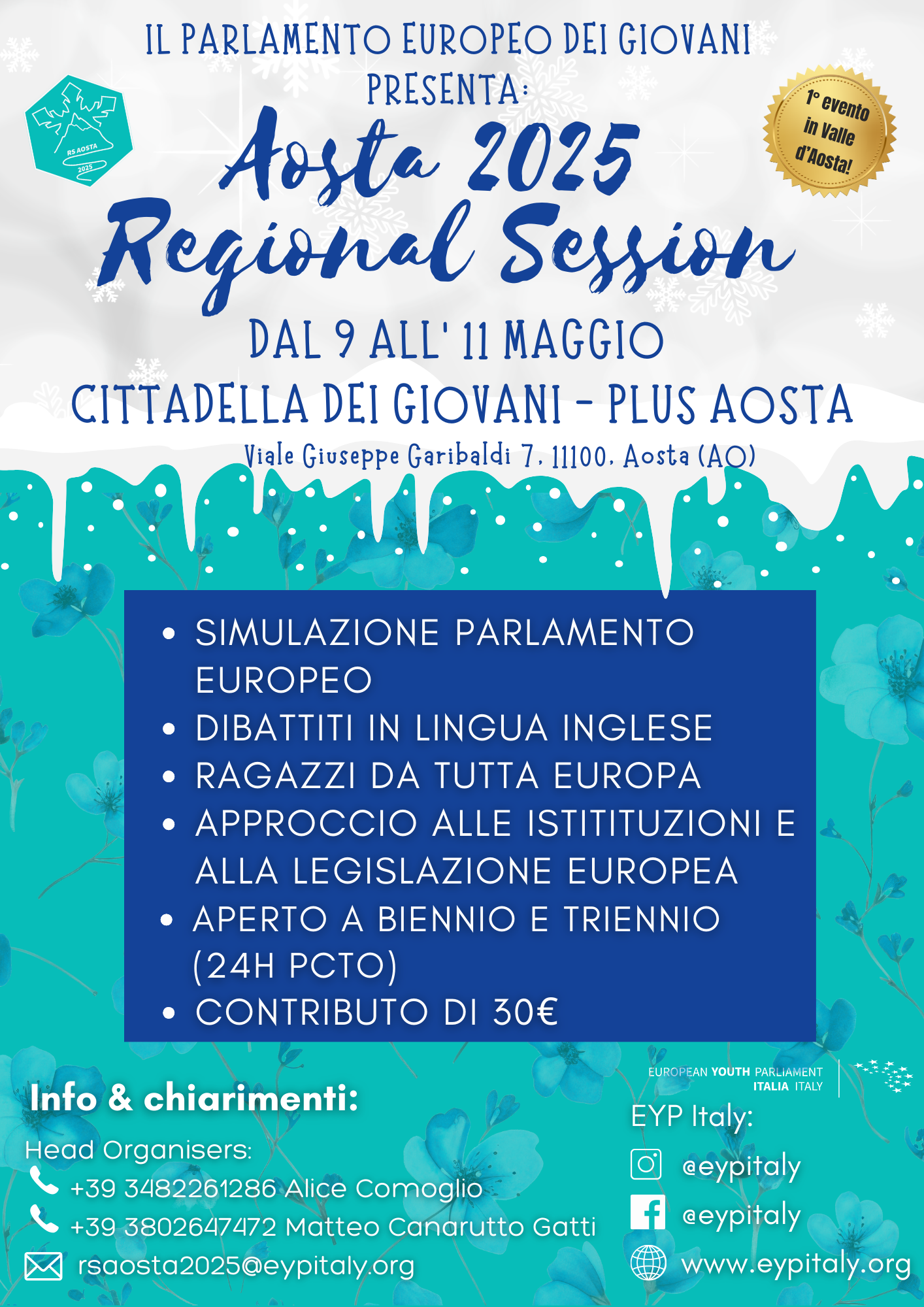 Ad Aosta la prima sessione regionale dell’European Youth Parliament