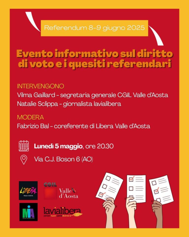 Una serata su diritto di voto e referendum dell’8 e 9 giugno