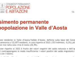 Valle d\'Aosta: il censimento 2023 mostra una popolazione in calo e sempre più anziana
