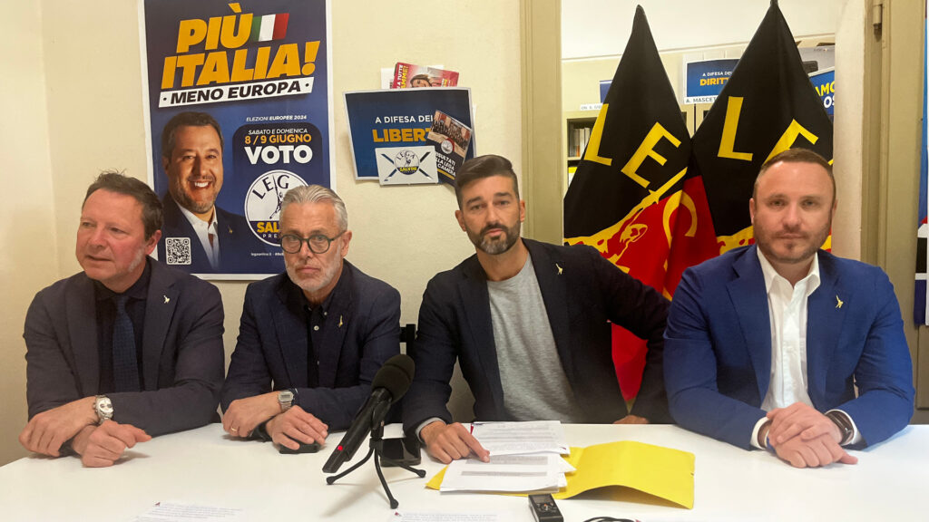 I consiglieri regionali della Lega Vallée d'Aoste, Luca Distort, Paolo Sammaritani, Simone Perron ed Andrea Manfrin