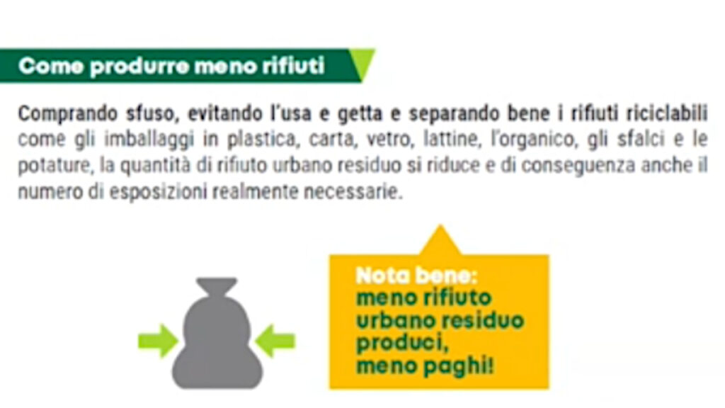 I consigli per risparmiare nella bozza dell'opuscolo della società Quendoz in cui viene spiegata la Tarip del Comune di Aosta