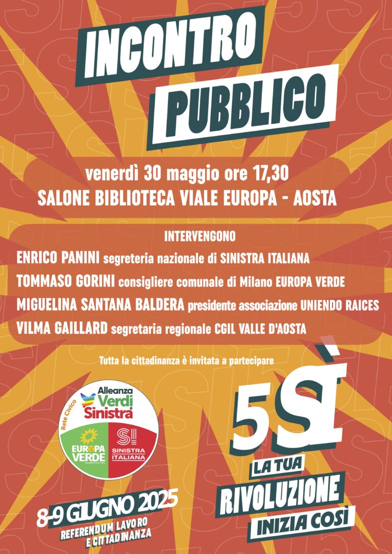 Alleanza Verdi Sinistra: incontro pubblico sul Referendum