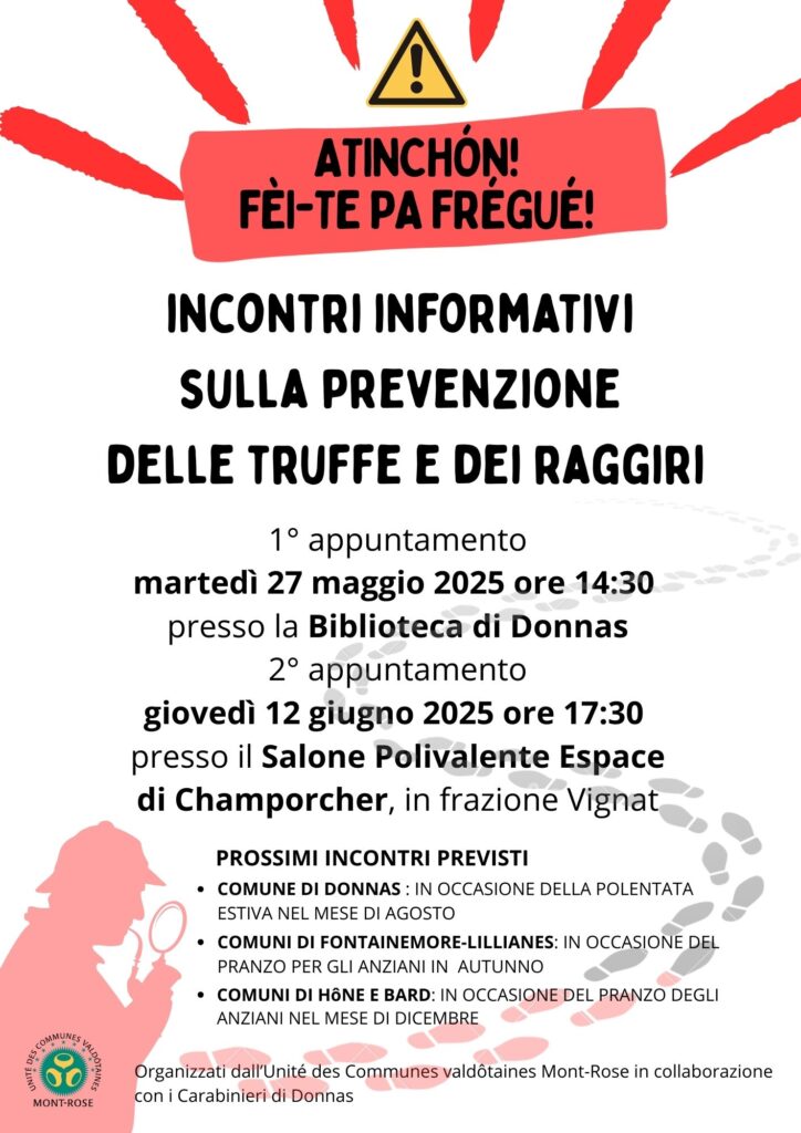 Locandina incontri prevenzione truffe