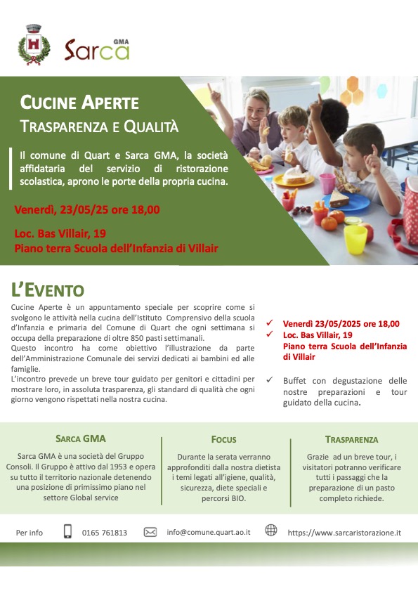 Quart apre le cucine scolastiche