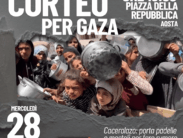 Pentole vuote per Gaza: manifestazione a sostegno del popolo palestinese ad Aosta