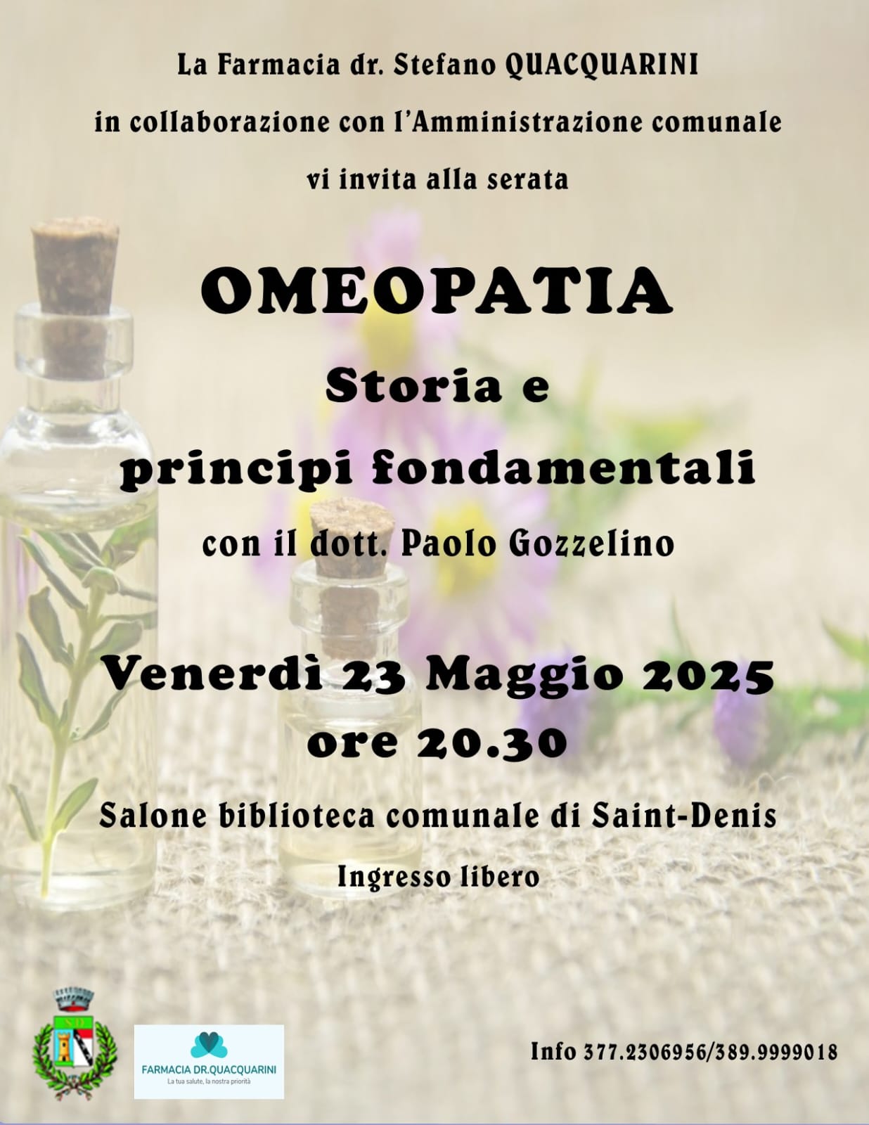 Serata dedicata all’omeopatia a Saint-Denis