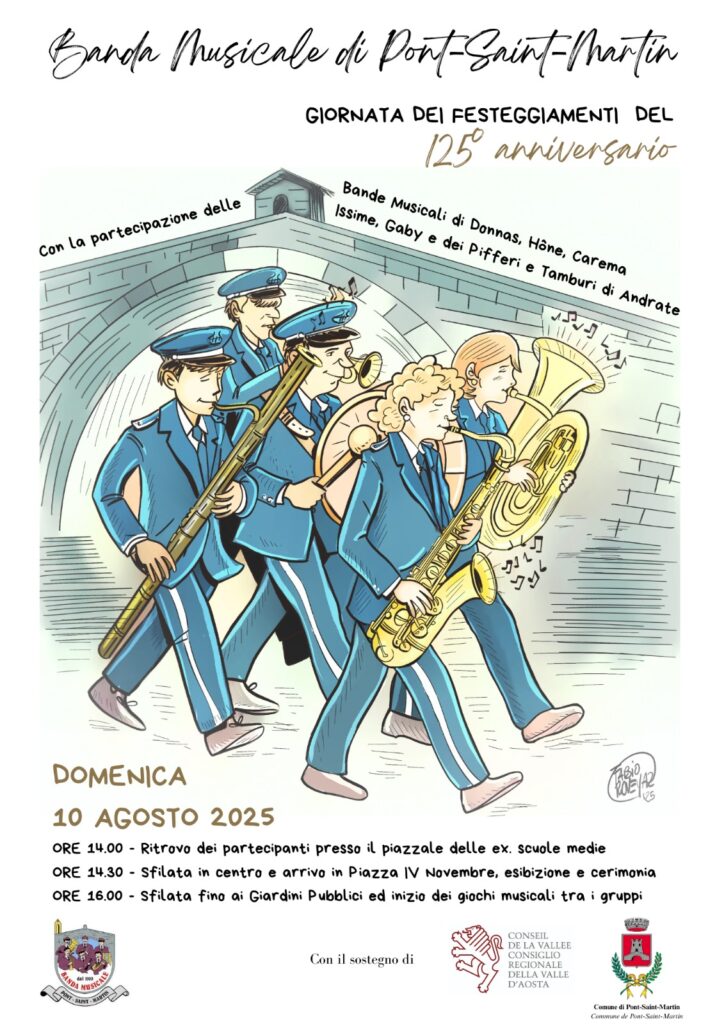Locandina celebrazioni per il 125° anniversario della Banda di Pont-Saint-Martin