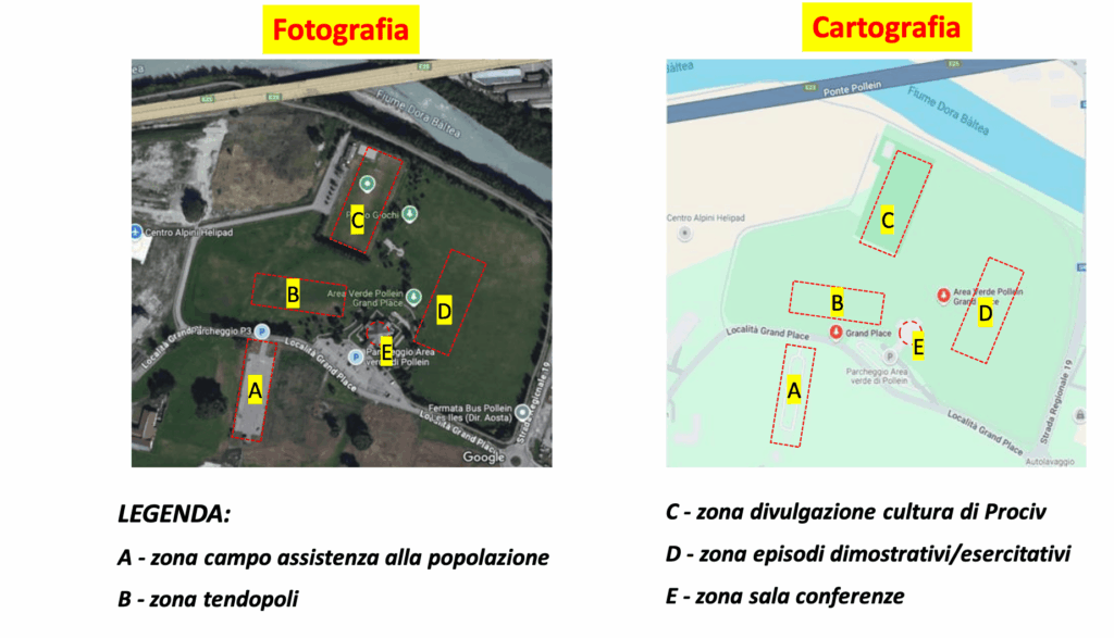 Campo di assistenza e accoglienza nell’area Grand Place di Pollein