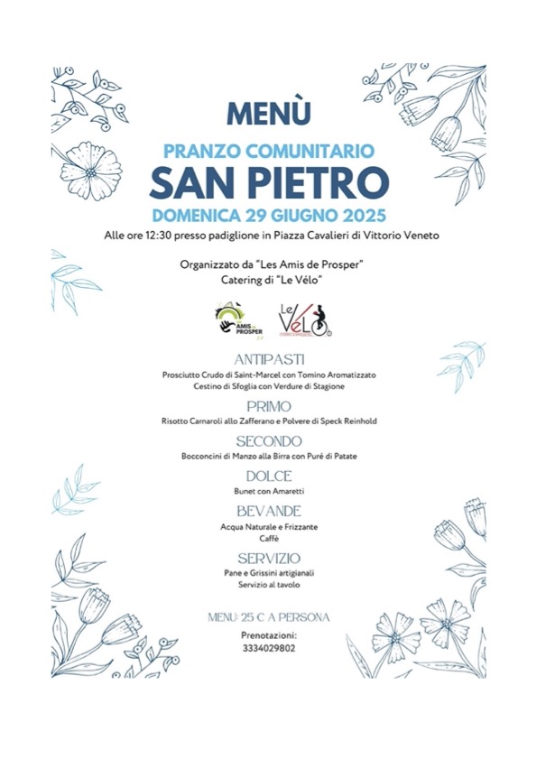 Locandina del menù di San Pietro