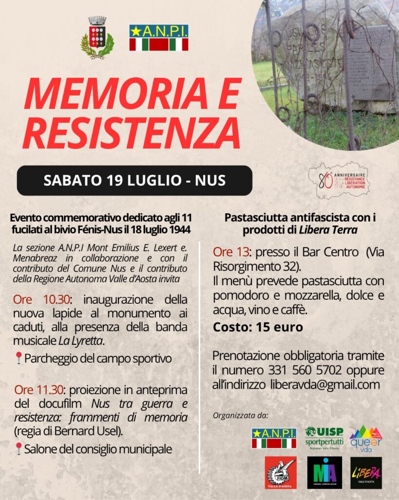 Locandina memoria e resistenza a Nus