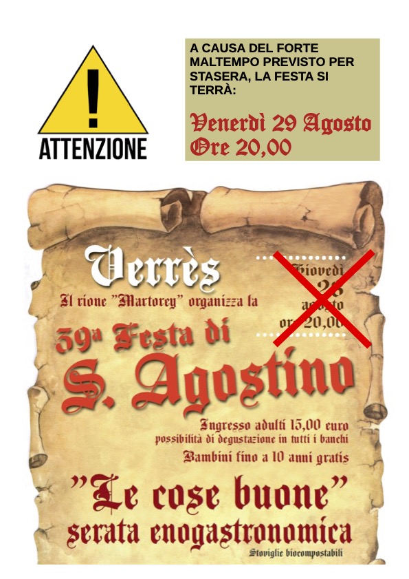 Festa di Sant\'Agostino 2025 a Verrès