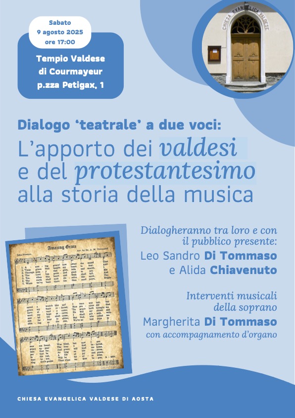 Locandina incontro Valdese a Courmayeur