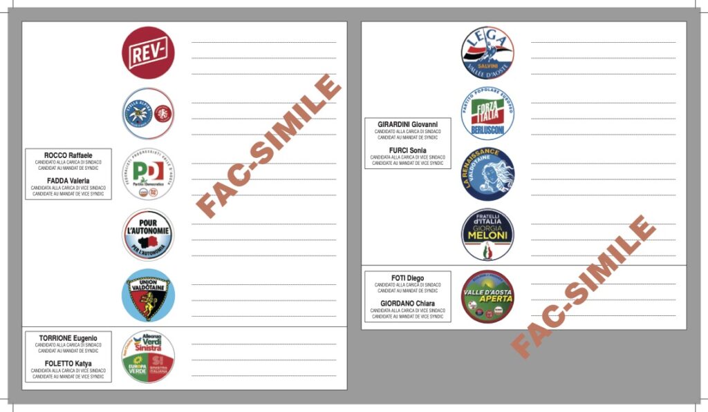 Fac Simile Scheda Elezioni Comunali Aosta