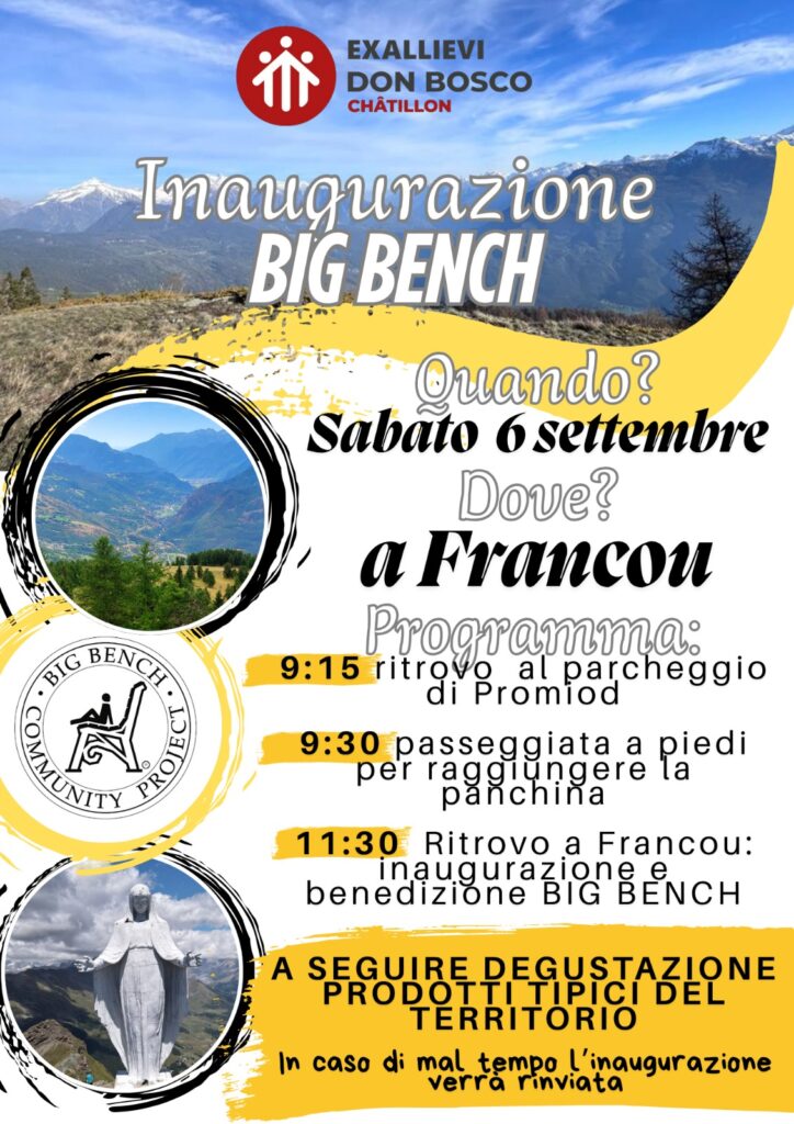 Locandina inaugurazione Big Bench a Francou