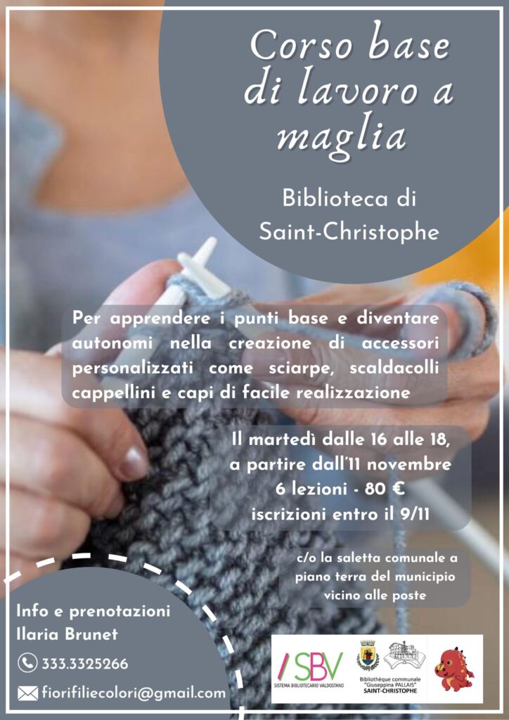 Locandina Corso base di lavoro a maglia
