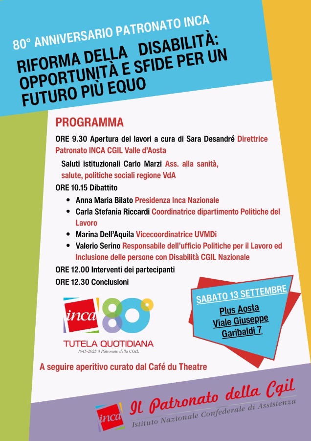 Locandina dell'80° anniversario patronato Inca Cgil