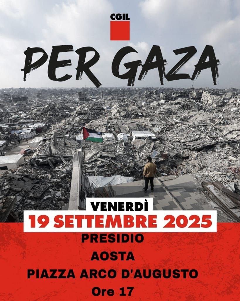 Cgil Valle d\'Aosta in piazza per Gaza