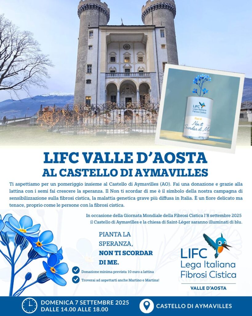 Locandina Lega Italiana Fibrosi Cistica Valle d’Aosta a Aymavilles