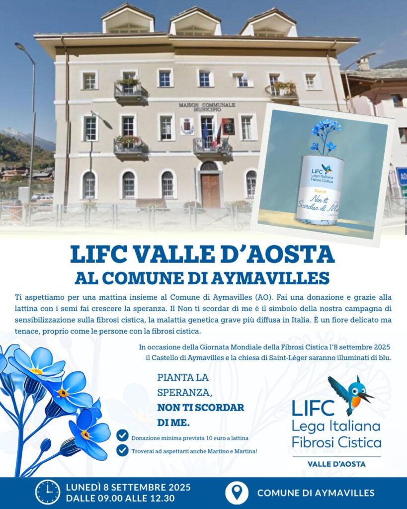 Locandina Lega Italiana Fibrosi Cistica Valle d’Aosta a Aymavilles