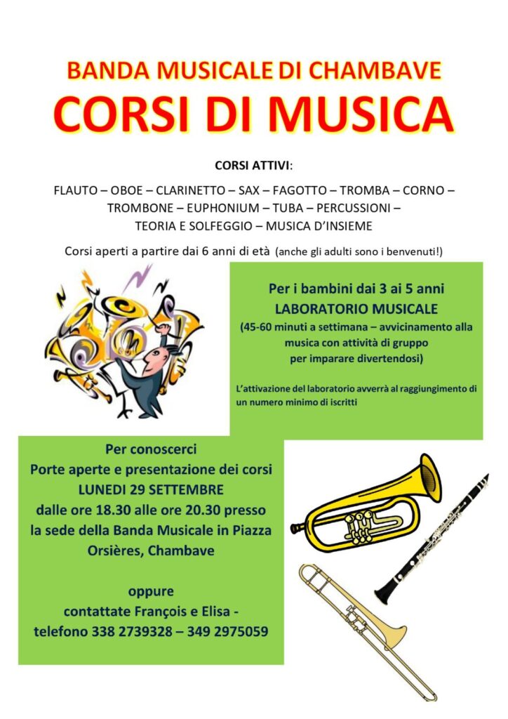 Locandina Corsi Di Musica A Chambave