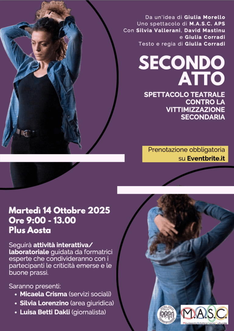 Secondo Atto: spettacolo e laboratorio contro la vittimizzazione secondaria