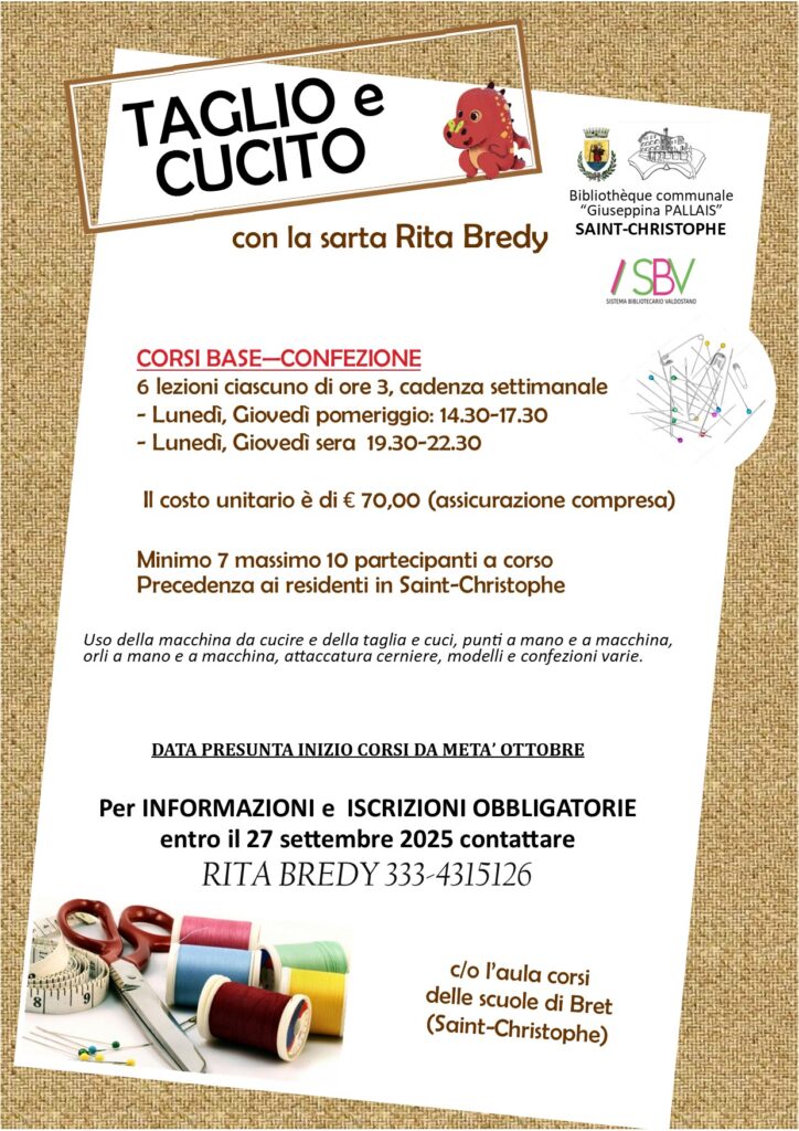 Locandina Corso Taglio Cucito Autunno 25