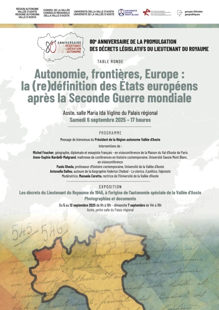Locandina della tavola rotonda sul tema Autonomie, Frontières, Europe