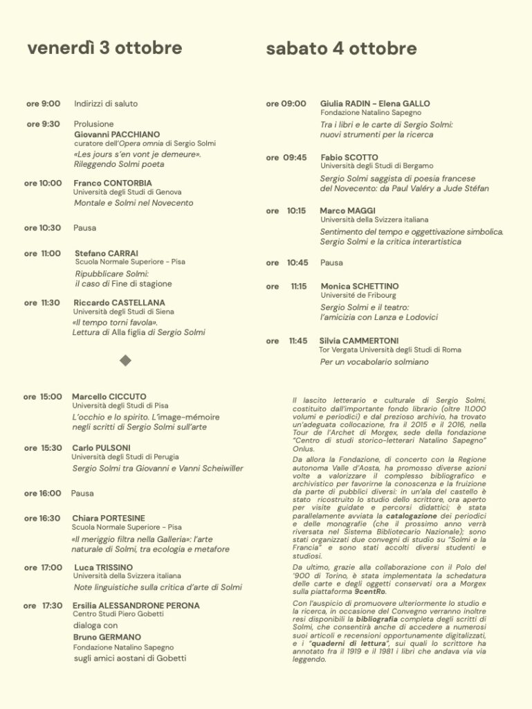 Convegno Sergio Solmi programma