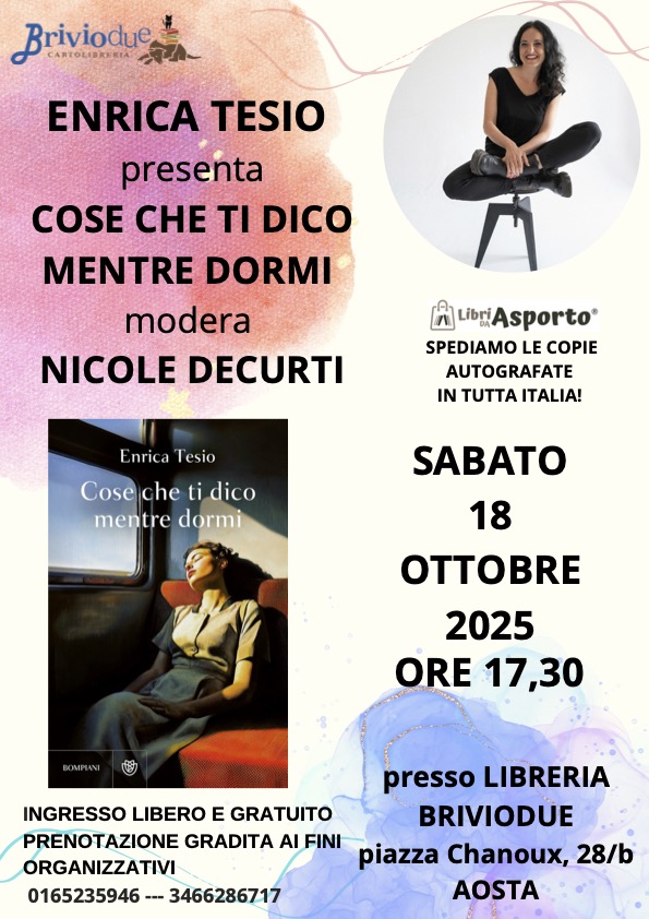 Locandina di presentazione del libro di Enrica Tesio