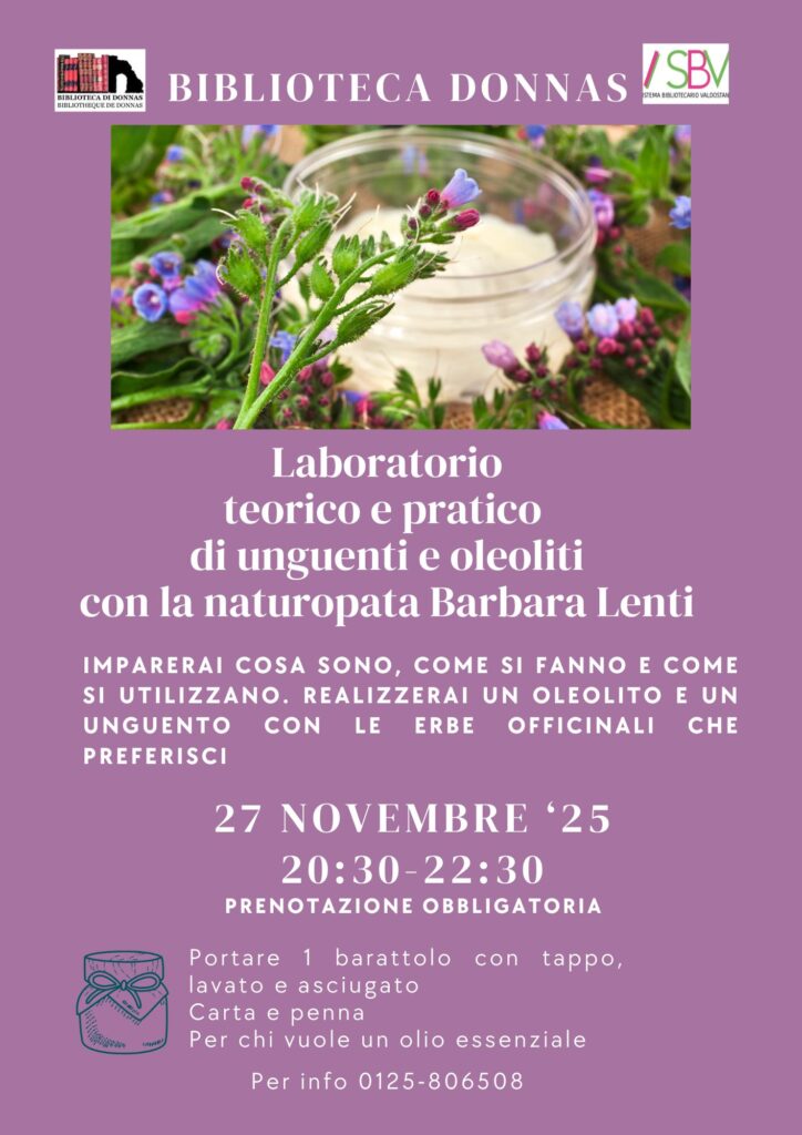 Locandina del laboratorio per la preparazione di unguenti e oleoliti